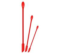 SAVITA 3 Pièces Petite Spatules en Silicone Double Extrémité Multifonctions Ensemble de Mini Spatule de Maquillage Longues Cuillères pour Cosmétique Cuisine Bocaux Canettes Étroites (Rouge, 3 Tailles)