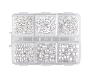 SAVITA 3000 Piezas 2/3/4/5/6/8mm Perlas Semiredondas Blancas, Medias Perlas de Cabujón para Manualidades Perlas Sueltas Pequeñas para Bricolaje Collares Pulseras Joyería Arte de Uñas Haciendo