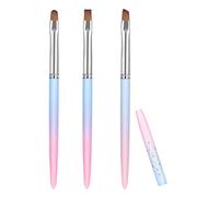 SAVITA 3pcs Ensemble de Pinceaux à Ongles, Pinceaux à Ongles avec Tête Ronde, Coudée et Plate Coloré Outils de Peinture pour Stylo pour la Conception de Nail Art et Nettoyage des Erreurs de Polissage