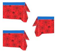 SAVITA 3pcs Nappes Araignées, 137 x 274 cm en Plastique Grande Nappe en Toile d'Araignée Imperméables Bleues et Rouges pour Fête d'anniversaire sur Le Thème du Dessin Animé