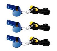 Savita 3pcs Sifflets en Acier Inoxydable, Super Fort Sifflet Métal Sifflet de Sport avec Cordon pour Activités de Plein Air Cours d'Éducation Physique Entraîneurs Arbitres Urgence Survie (Bleu)