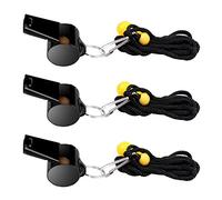 Savita 3pcs Sifflets en Acier Inoxydable, Super Fort Sifflet Métal Sifflet de Sport avec Cordon pour Activités de Plein Air Cours d'Éducation Physique Entraîneurs Arbitres Urgence Survie (Noir)