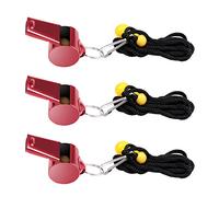 SAVITA 3pcs Sifflets en Acier Inoxydable, Super Fort Sifflet Métal Sifflet de Sport avec Cordon pour Activités de Plein Air Cours d'Éducation Physique Entraîneurs Arbitres Urgence Survie (Rouge)