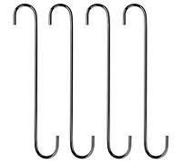 SAVITA 4 pièces 30,5cm Crochet Cuisine en S Grand et Long Crochets pour Plantes Suspendues pour Intérieur et Extérieur Mangeoires à Oiseaux Suspendues Vêtements Paniers Vélos (Noir)