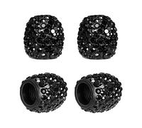 Savita 4 Pièces Bouchons de Valve de Pneu, Bouchons de Pneu de Voiture à Paillettes Strass Faits à la Main Couvercles de Tige de Valve Bling pour Voitures, Camions, Motos (Noir)