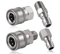 SAVITA 4 Pièces Coupleur de Nettoyeur Haute Pression, NPT 1/4 Pouce Connecteur Rapide en Acier Inoxydable Mâle Femelle Accessoires de Nettoyeur Haute Pression avec Filetage Externe Interne (Argent)