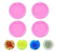 SAVITA 4 Pièces Moule en Silicone pour la Coulée de Résine, Moule en Silicone Rond pour la Fabrication de Décoration de Chaîne de clé en Résine Artisanat de Bricolage (Rose)