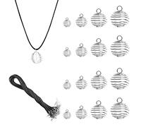 SAVITA 40 Pcs 4 Tailles Spirale Perles Cages Pendentifs 20 Chaînes Corde Cuir Perles Fil D'argent Cage Boule Pendentifs Collier Bracelet Boucles D'oreilles Fabrication Bijoux DIY Artisanat Cadeaux