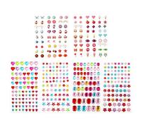 SAVITA 464pcs Boucles d'Oreilles Autocollantes Filles, Gemmes Autocollant 3D Couleurs et Formes Multiples pour Filles Adolescentes Loisirs Créatifs et Déguisements(6 Feuilles)