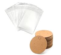 SAVITA 50 Pièces Clous D'oreille en Papier avec 50 Pièces Sacs Auto-adhésifs Cartes de Clous D'oreille pour Clous D'oreille Bricolage Présentoir de Bijoux de Boucle D'oreille (Marron)