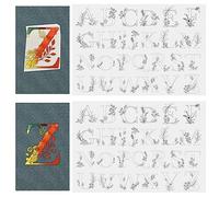 SAVITA 52st Stabilisateurs de Couture à la Main, Lettres Boho avec Fleurs, Stabilisateurs de Broderie Pré-Imprimés, Stabilisateur Adhésif Lavable Water Soluble Stabilizer pour Broderie