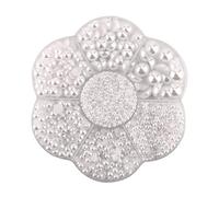SAVITA 5600Pcs 7 Tailles Blanc Dos Plat Perle Demi-Ronde Perles Perles Satin Lustre Perles Lâches Gemmes pour DIY Artisanat Bijoux Décorations Robe De Mariée Nail Art Making