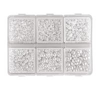 SAVITA 7600Pcs 1,5/2/2,5/3/4/5mm Blanches Perle Demi Ronde Perles à Dos Plat pour l'Artisanat Petites Perles en Vrac pour Bricolage Colliers Bracelets Bijoux Robe de Mariée Arts des Ongles Fabrication