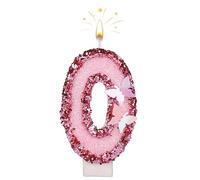 SAVITA 7cm Bougies Numéro d'Anniversaire, Bougies Roses Scintillantes Cake Topper Bougies d'Anniversaire Papillon avec Paillettes pour les Fournitures de Célébrations d'Anniversaire (Numéro 0)