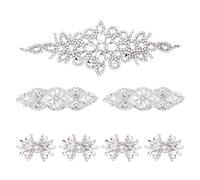 SAVITA 7pcs Applique en Strass, Brillant Applique en Strass à Coudre Strass Fer sur Patch en 3 Styles Applique Strass Vetement pour Robe de Mariée Chaussures Cheveux Accessoires (Argent)