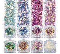 SAVITA 8 Couleurs Flocons de Paillettes Irisées, Paillettes D'ongle de Sirène Holographique 3D pour la Décoration du Corps Cosmétique Festival D'artisanat D'art