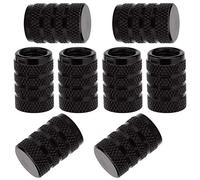 Savita 8 Pièces Bouchons de Tige de Valve de Pneu, Couvercle de Bouchon de Valve de Pneu en Aluminium avec Anneau en Caoutchouc pour Voitures, SUV, Vélos, Camions, Motos (Black)