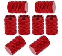 Savita 8 Pièces Bouchons de Tige de Valve Voiture de Pneu, Couvercle de Bouchon de Valve de Pneu en Aluminium avec Anneau en Caoutchouc pour Voitures, SUV, Vélos, Velo Camions, Motos (Rouge)
