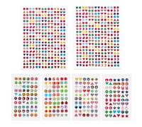 SAVITA 800pcs Boucles d'Oreilles Autocollantes Autocollants Gemme 3D, Autocollants Étincelants Boucles d'Oreilles Autocollantes pour Filles Enfants Couleurs Multiples & Formes Variées (6 Feuilles)