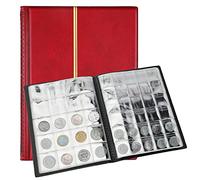 SAVITA Album de Pièces de Monnaie de 250 Poches Livre de Collection de Pièces de Monnaie en Cuir de 10 Pages Livre de Collection de Penny pour Collectionneurs de Pièces de Monnaie (Rouge)