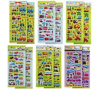 SAVITA Autocollants 3D pour Enfants, Plus de 400 Autocollants pour Voitures et camions, Autocollants 3D gonflés, y Compris Voitures, Trains, Avions, camions de Pompiers, Motos, vaisseaux spatiaux