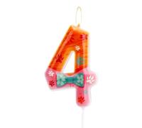 SAVITA Bougie Anniversaire Renard, Adorable Dessin Animé Bougie Numérotée Décoration de Gâteau sur le Thème des Animaux pour Fêtes d'Anniversaire Baby Showers Célébrations (Numéro 4)