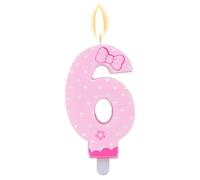 SAVITA Bougies d'Anniversaire à Nœud Rose, Bougies Chiffres à Pois Décoration de Gâteau Bougie Thème Dessin Animé Décorations Joyeux Anniversaire pour Filles Femmes Anniversaire de Mariage (Chiffre 6)