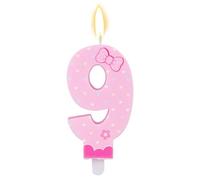 SAVITA Bougies d'Anniversaire à Nœud Rose, Bougies Chiffres à Pois Décoration de Gâteau Bougie Thème Dessin Animé Décorations Joyeux Anniversaire pour Filles Femmes Anniversaire de Mariage (Chiffre 9)
