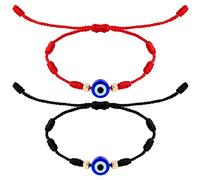 SAVITA Bracelets Mauvais Œil, Corde Mauvais Œil Fait Main Réglable Bracelet Bonne Chance Corde en Nylon pour Femmes Hommes Filles Garçons, One Size, Acrylique