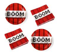 SAVITA Ensemble Assiettes et Serviettes Pixel, 25pcs Assiettes 23cm et 25pcs Serviettes 16,5cm, Fournitures Fête Anniversaire Pixel Décorations Thème Jeu Vidéo pour Enfants Ados Adultes