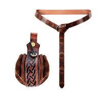 SAVITA Ensemble de Pochettes de Ceinture en Cuir, avec Une Ceinture Viking et Un Sac Renaissance Pochette Médiévale Accessoires Renaissance pour Randonnée Festival Casual Fantasy Pack (Marron)