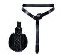 SAVITA Ensemble de Pochettes de Ceinture en Cuir, avec une Ceinture Viking et un sac Renaissance Pochette Médiévale Accessoires Renaissance pour Randonnée Festival Casual Fantasy Pack (Noir)