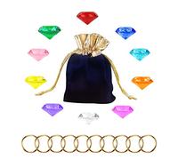 SAVITA Ensemble Pierres Précieuses en Diamant Acrylique et Bague en Or, Sac comprenant 10 Pièces Diamant Acrylique 10 Pièces Anneaux Puissance Or pour Décoration Gâteau Décoration fête d'Anniversaire