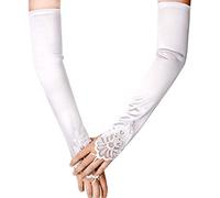 SAVITA Fingerless Longs Gants Blancs Percé Coude Longueur Satin Gants 19 "Stretchy Soirée Opéra Soirée Années 1920 Gants pour Femmes