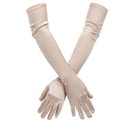 SAVITA Gants de Soirée Femme en Satin Coude pour Opéra (Champagne)