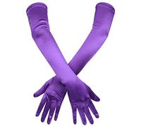 SAVITA Gants Longs en Satin à Coudes 21" Pour Soirée Dansante et Opéra, Extensibles Pour Femmes (Violet)