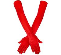 SAVITA Gants Rouges en Satin de coude 21" Gants Extensibles pour Soirée et Fête