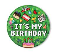SAVITA It's My Birthday Broche, 5,8cm Badge Bouton Thème Pixel Joyeux Anniversaire Décoration Amusante de Fête pour Hommes Femmes Garçons Filles