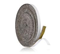 SAVITA Joint d'Étanchéité en Fibre de Verre, 4m de Long 10x3mm Autocollant Ruban d'Étanchéité pour Cheminée Joint Tressé pour Insert et Poêle pour Cheminées Porte de Poêle à Bois (Gris)