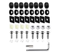 SAVITA Kit de Vis Antivol pour Plaque d'Immatriculation, Fixations de Sécurité à Vis M6 pour Plaque d'Immatriculation Assortiment Fixe en Acier Inoxydable Antivol Vis Boulons Couvercles Noirs