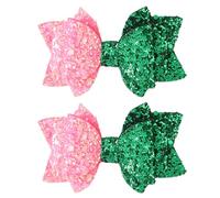 SAVITA Lot de 2 Barrettes à Cheveux avec Nœud Sorcière, Rose et Vert Scintillant pour Femme et Fille Accessoires Déguisement Cadeaux de Films