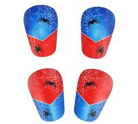 SAVITA Lot de 2 Mini Protège-Tibias de Football, Protections Rouges et Bleues en Forme d'Araignée Extra-Petits pour Adolescents Enfants Adultes
