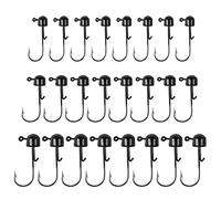 SAVITA Lot de 24 têtes plombées en forme de champignon, 1,6 g/2 g/3 g pour leurres souples, hameçon de pêche en fer pour les amateurs de pêche en eau douce et salée (noir)