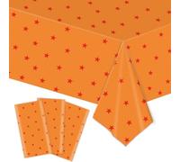SAVITA Lot de 3 Nappes à Imprimé Étoiles Jaunes et Rouges, 274x137cm Imperméables en Plastique pour Décoration de Fête d'anniversaire à Thème