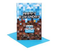 SAVITA Lot de Cartes d Anniversaire Pixel, Carte d'Anniversaire sur le Thème du Jeu Pixel avec Enveloppe et Autocollant Style Bloc Amusant Convient aux Garçons Filles et Enfants