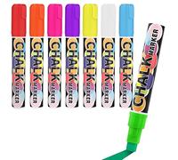 SAVITA Marqueurs à Craie Liquide, 8 Couleurs Marqueurs de Craie Effaçables pour Vitres Stylo en Verre Lavables Chalk Marker Vitre pour Voitures de Auto Tableau Métallique Brillant Tableaux LED
