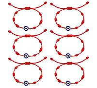 SAVITA Mauvais Oeil Bracelet, Faite Main Evil Eye Réglable Nylon 7 Noeuds Protection Porte-Bonheur pour Femmes Hommes Filles Garçons (Rouge)