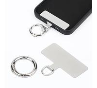 Savita Patch d'attache de Téléphone, Universel Métal Languette d'attache de Téléphone avec Anneau à Ressort Cordon de Remplacement sans Adhésif pour Téléphone Portable (Argent)