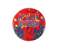 SAVITA Pin's Anniversaire Joyeux, 5,8cm Badge C'Est Mon Anniversaire Thème Toile D'Araignée Accessoires de Tenue Décoration de Fête pour Filles Garçons Femmes et Hommes (Style 1)