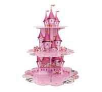 SAVITA Présentoir à Cupcakes Princesse, Présentoir Gâteaux en Carton 3 Niveaux Thème Château Princesse Tour Cupcakes pour Enfants Fête d'anniversaire Baby Shower à Desserts